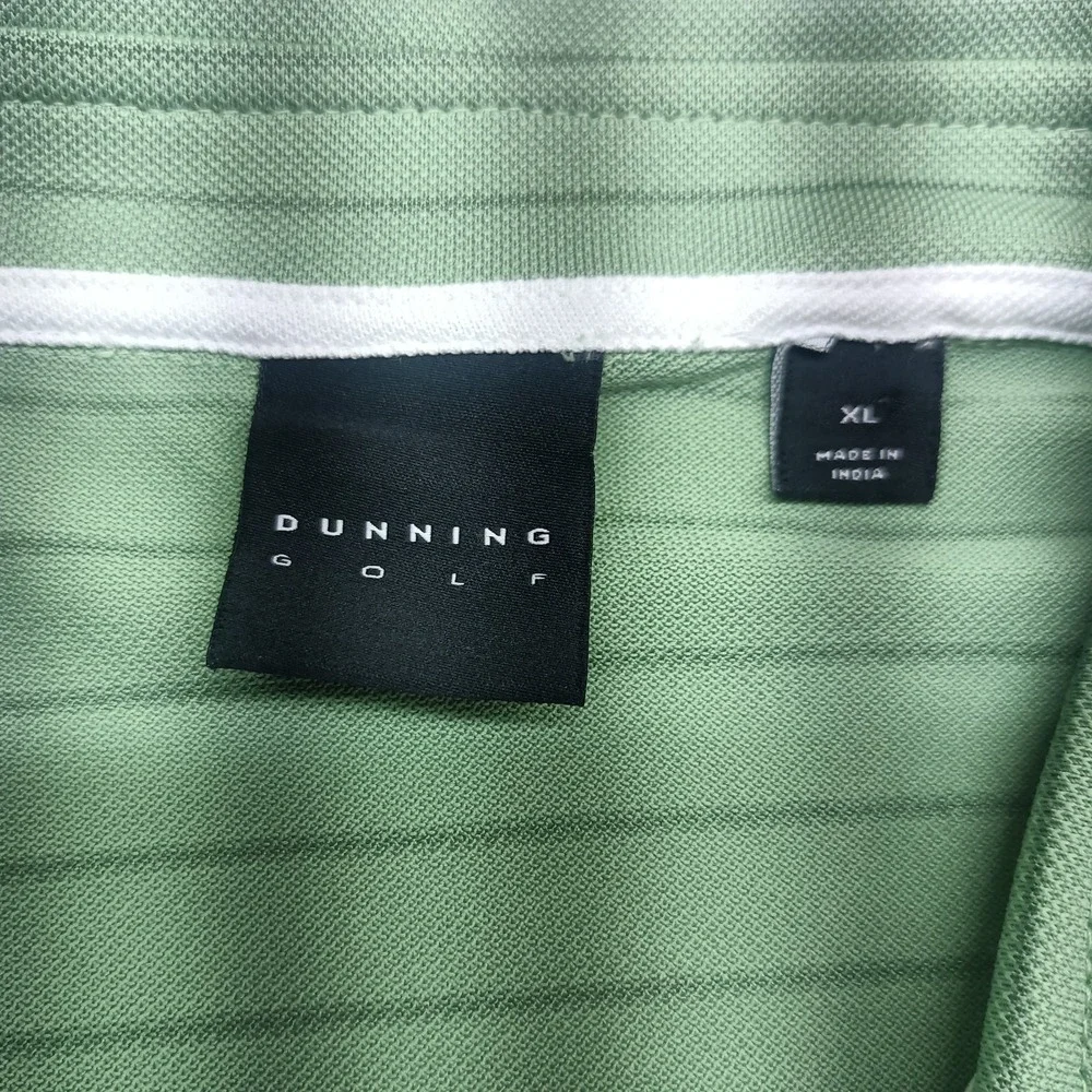 Dunning Golf Men's Size XL Green Striped‎ Golf Polo Outdoor Made In India